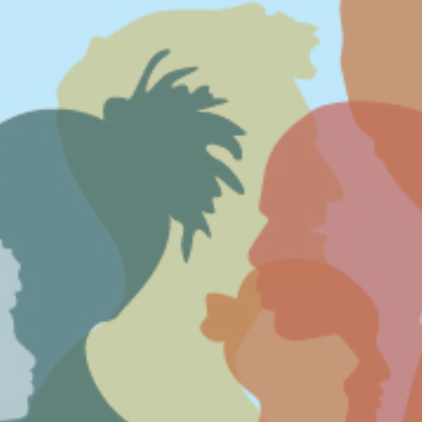 Close up of many people silhoutted.