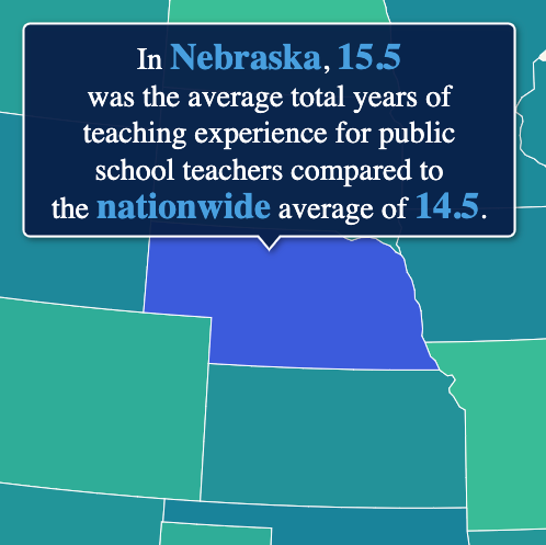Close up of a heatmap with statistics on Nebraska.
